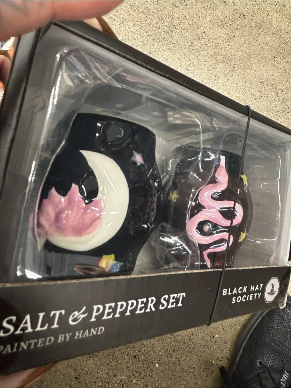 Black & Pink Hand-Painted Salt and Pepper Set